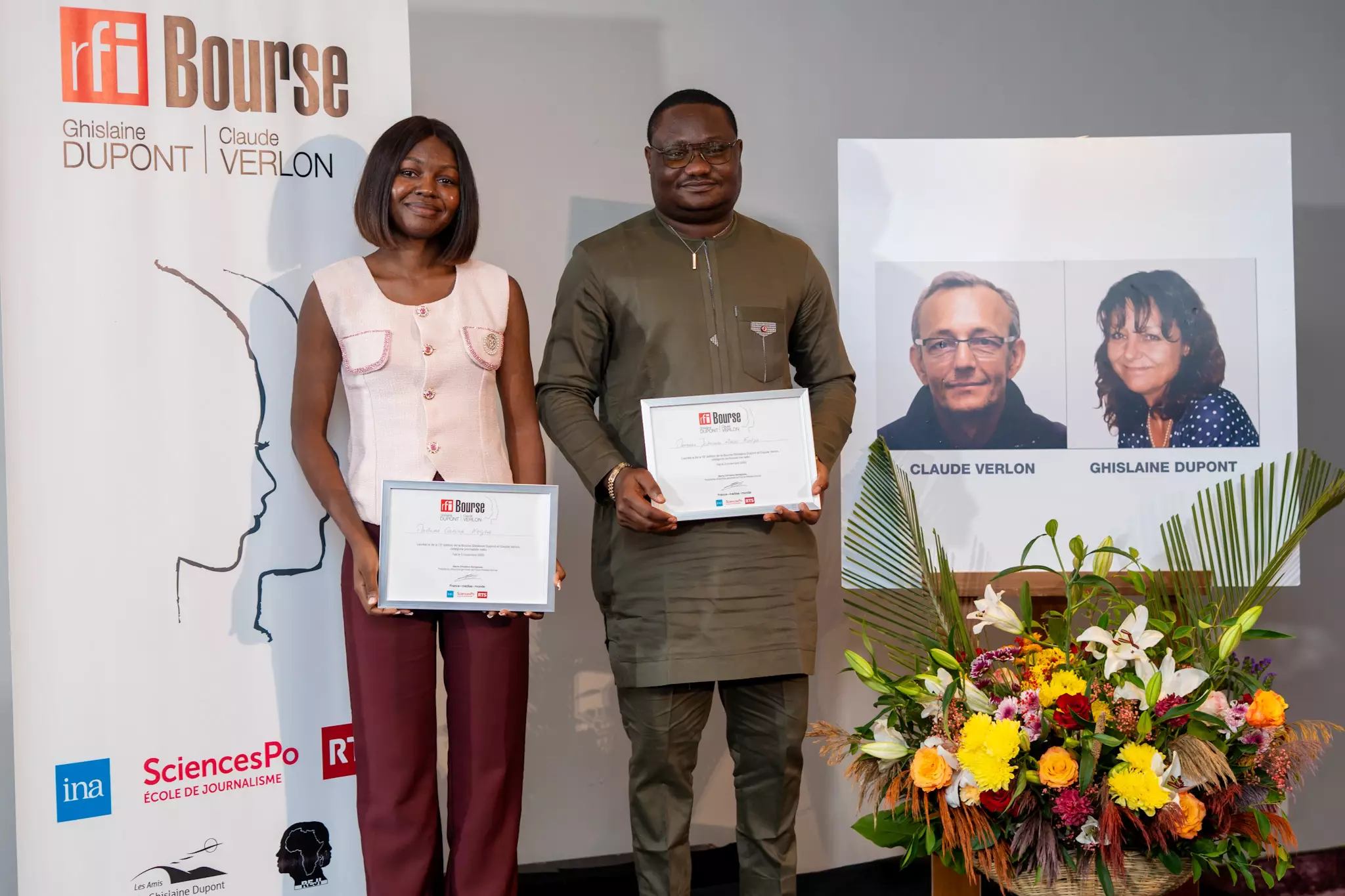 Carine Kogné et Johannes Amos Kodjo, lauréats 2025 de la Bourse Ghislaine Dupont et Claude Verlon